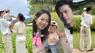 FIRST FAMILY TRIP AT JEJU ! ALKONG AND HYUN BIN ENJOYED THE VIEW ! SO CUTE