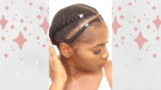 Simple And Cute Cornrow Hairstyle on Short 4C Natural Hair | Ladies would you rock this 👆🏾? #Shorts