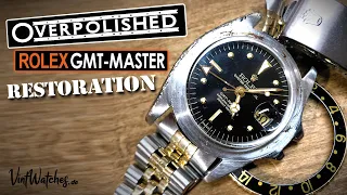Overpolished Rolex GMT-Master Restoration - Jubilee Stretch Repair, Laser Welding, Lapping - ASMR