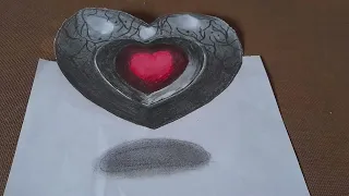 how to draw 3d floating heart | 3d trick art on paper