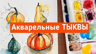 Рисуем ТЫКВЫ акварелью | Акварельный скетчинг