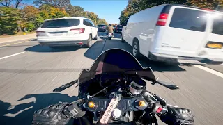 Lane Splitting Pure Ride & Sound of Yamaha R7 (Toce Full System Exhaust)