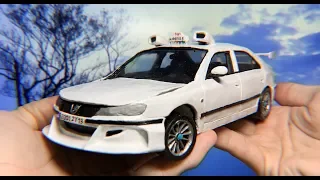 Peugeot 406 TAXI copy from plasticine, created with his own hands, like from a movie