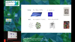 Carlo Rovelli: Black Hole to White Hole Transition - Lecture 1 - Loops'24 Summer School