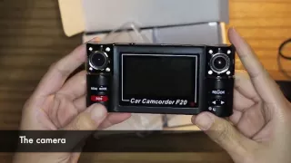 HD 720P dual LENS car video camera DVR F20 UNBOX & Test