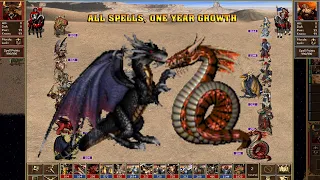 All spells, One year growth Dungeon vs Cove | HoTA HoMM3