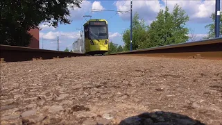 Manchester M5000 Tram passes over camera