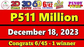 Lotto Result Today 9pm December 18 2023 6/55 6/45 4D Swertres Ez2 PCSO