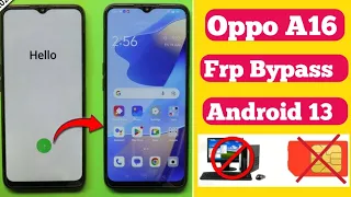 Oppo  A16 Frp Bypass Android 13 Without PC Oppo A16 Google Account remove