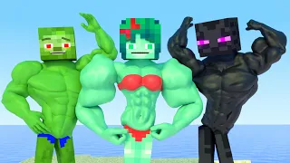 Top all Minecraft Life of Muscles & love Zomma ZomBo | muscular girls and boy | Minecraft Animation