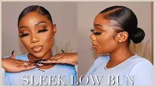 My Updated Sleek Low Bun Routine w/ Side Part | Relaxed Hair | Tamara Renaye