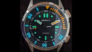 Review of the Berny 20Bar (200m) Divers Watch AM339M - Compressor (internal bezel)