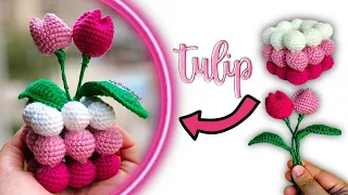 How to crochet mini tulip flower - an aesthetic touch for your home!