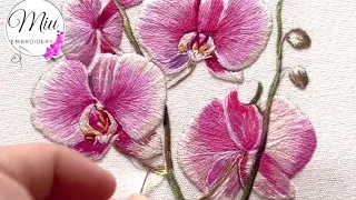 Orchids in Porcelain- Thread Painting Hand Embroidery Timelapse