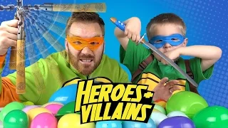 DadCity and Little Flash play Heroes and Villains! (Ninja Turtles Edition)