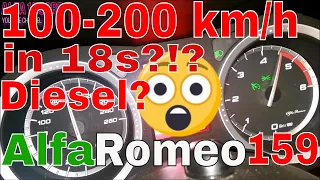 Alfa Romeo 159 2.4 JTDm 224 HP QTronic 0-200 acceleration REMAP, DPF and EGR OFF