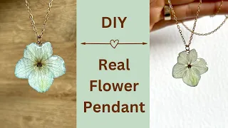 Making Real Hydrangea Flower Jewelry | UV Resin Pendant Tutorial | DIY Jewellery