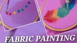 Rainbow leaf painting on fabric| Fabric painting #art #painting #fabricpainting #howtodraw #youtube