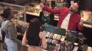 John Legend Serenades Customers and Hands Out Starbucks® Rewards!
