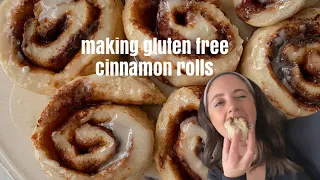 making gluten free cinnamon rolls! easy, no yeast, and a dairy free option!