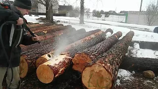 Ошкуривание бревен для сруба водой