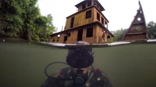 Scuba Diving Half Sunken Tug Boat in River! (Explored for Potential Treasure) | DALLMYD