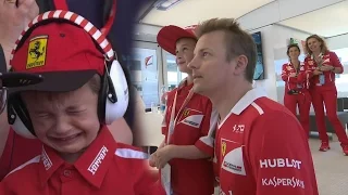 Kimi Invites Disappointed Ferrari Fan to Paddock | F1 2017 Spanish GP