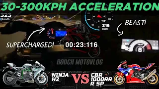 Kawasaki Ninja H2 🆚️ Honda CBR1000RR R Fireblade SP | 30-300kph Acceleration GPS |Top Speed Attempt🔥