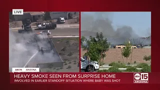 ABC15's Lillian Donahue speaks with neighbor at standoff and fire scene in Surprise