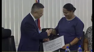 Fijian Minister for Local Government Hon. Premila Kumar holds a press conference.