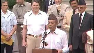 President Reagan and King Hassan II of Morocco Remarks at the Diplomatic Entrance on May 19, 1982