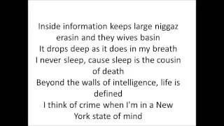 Nas-"Ny State Of Mind" Lyrics on screen