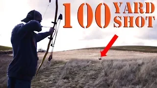 100 Yards! Long Range shooting PRIMITIVE recurve bow