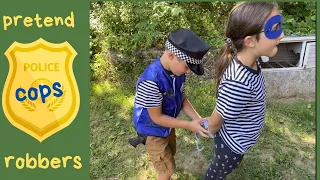 Pretend Cops And Robbers In Front Yard Bank Robbery Hideout Found Kids Video