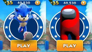 Sonic Dash vs Among Us Rush - Movie Sonic vs All Bosses Zazz Eggman - All 61 Characters Unlocked