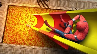 GTA 5 Epic Ragdolls | SPIDERMAN Jumps/Fails ep.29 | Lava Mod