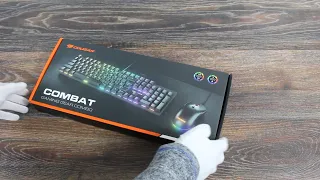 COUGAR COMBAT Gaming Keyboard and Mouse Set Unboxing and LED Lighting Example