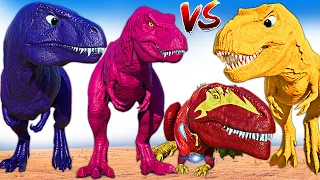 Iron-Man Giganotosaurus Vs SENTRY T-REX & Indoraptor I-REX Jurassic World Evolution 2 Dinosaur Fight