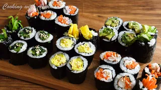 Five Tasty Ways to make delicious mini Kimbap (꼬마 김밥) | simple ingredients | Easy and Delicious