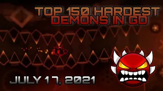 Top 150 Hardest Demons in GD | July 17, 2021