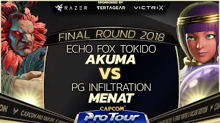 Echo Fox Tokido (Akuma) vs. PG INFILTRATION (Menat) - Winners Finals  - FR 2018 - SFV - CPT 2018