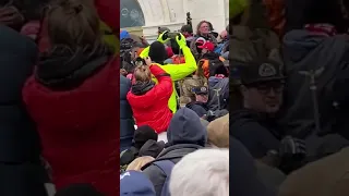 Video Shows Trump Supporters Stopping And Pulling Away Antifa Men From Breaking The Capitol Windows