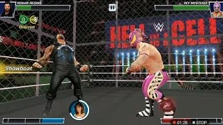 WWE MAYHEM Roman Reigns vs Rey Mysterio || Hell in a Cell Mayhem