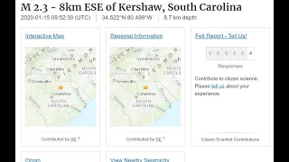 Earthquake M 2.3 South Carolina, 4th Quake In 2 Month
