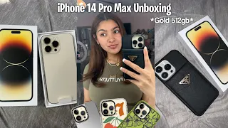 iPHONE 14 PRO MAX UNBOXING  (Gold 512gb) + Casetify Haul