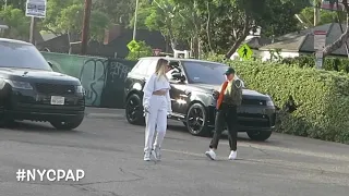 Hailey Bieber runs errands with a friend in Beverly Hills