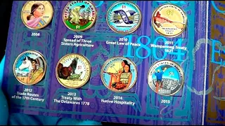 Набор цветных монет 1 доллар США Сакагавея в альбоме. Обзор