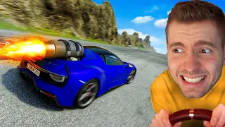 DESCI uma ladeira com CARROS A JATO no BeamNG Drive!