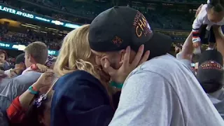 Carlos Correa proposes after the Astros win the World Series
