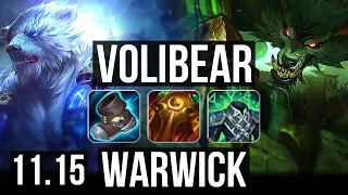 VOLIBEAR vs WARWICK (TOP) | 4/1/6, 1100+ games, 1.1M mastery | KR Diamond | v11.15
